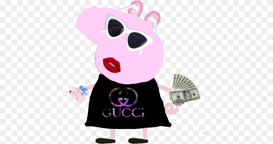 Rich Peppa Pig Gucci Swedennature Gucci Peppa Pig Cartoon, Baby, Person, Face, Head Free Png Download