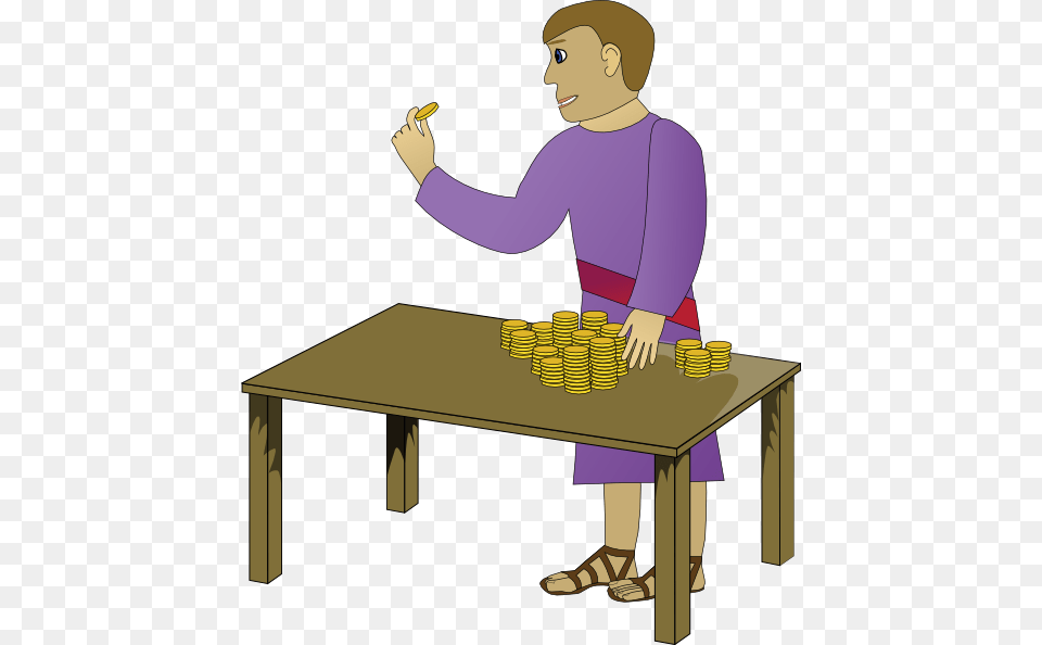 Richdad Rich Young Man Counting Clip Art Vector, Furniture, Table, Baby, Person Free Png Download