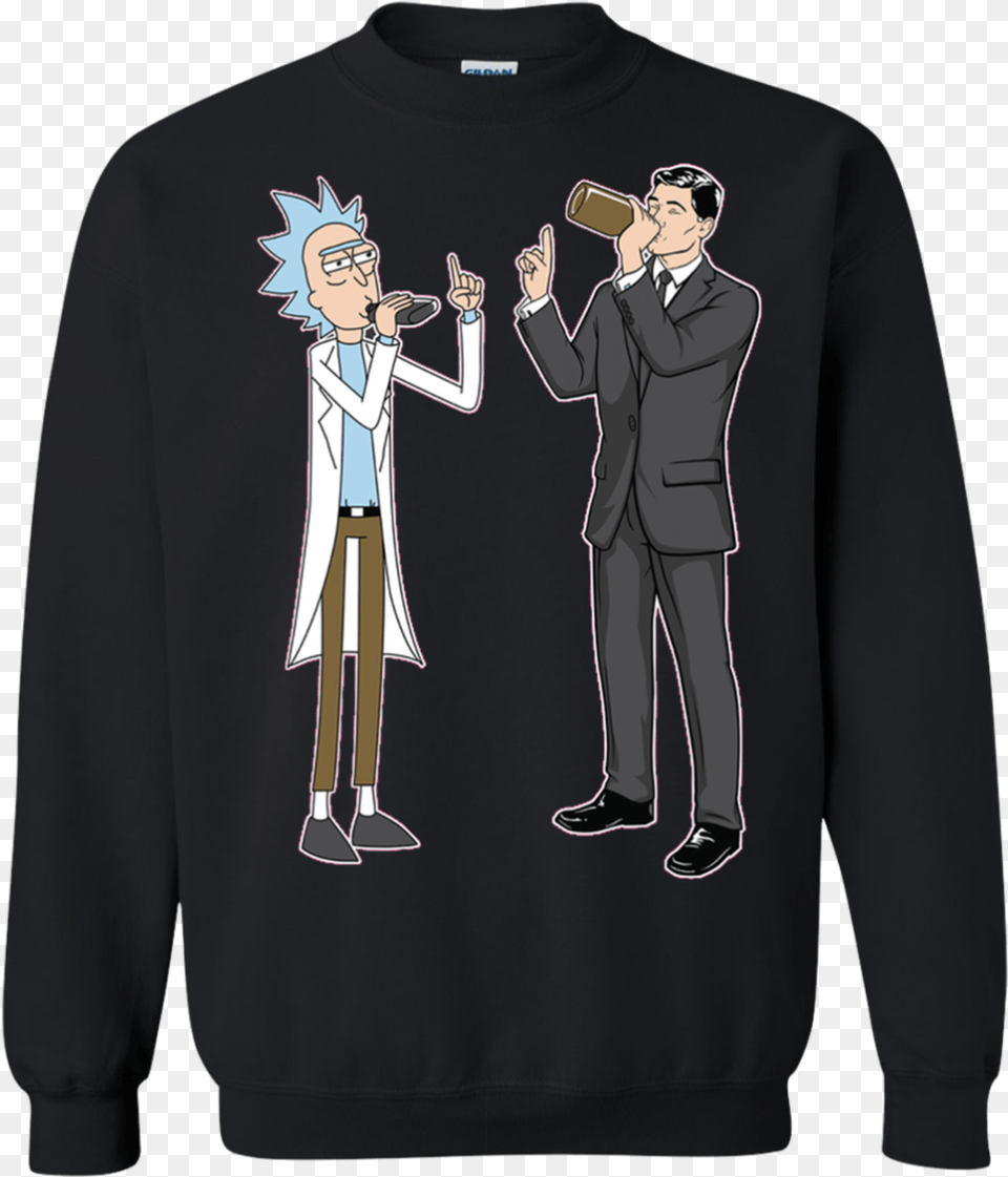 Rick And Archer Drink Wine Shirt Hoodie Tank Rick Sanchez And Sterling Archer, Long Sleeve, Clothing, Sweater, Sleeve Free Png Download