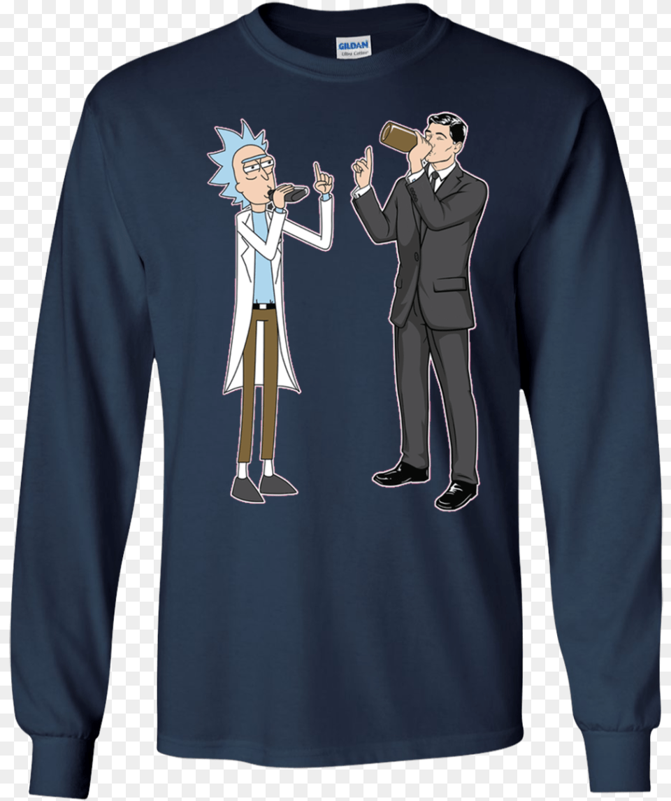 Rick And Archer Drink Wine Shirt Hoodie Tank T Shirt, Clothing, Long Sleeve, Sleeve, Adult Free Png Download