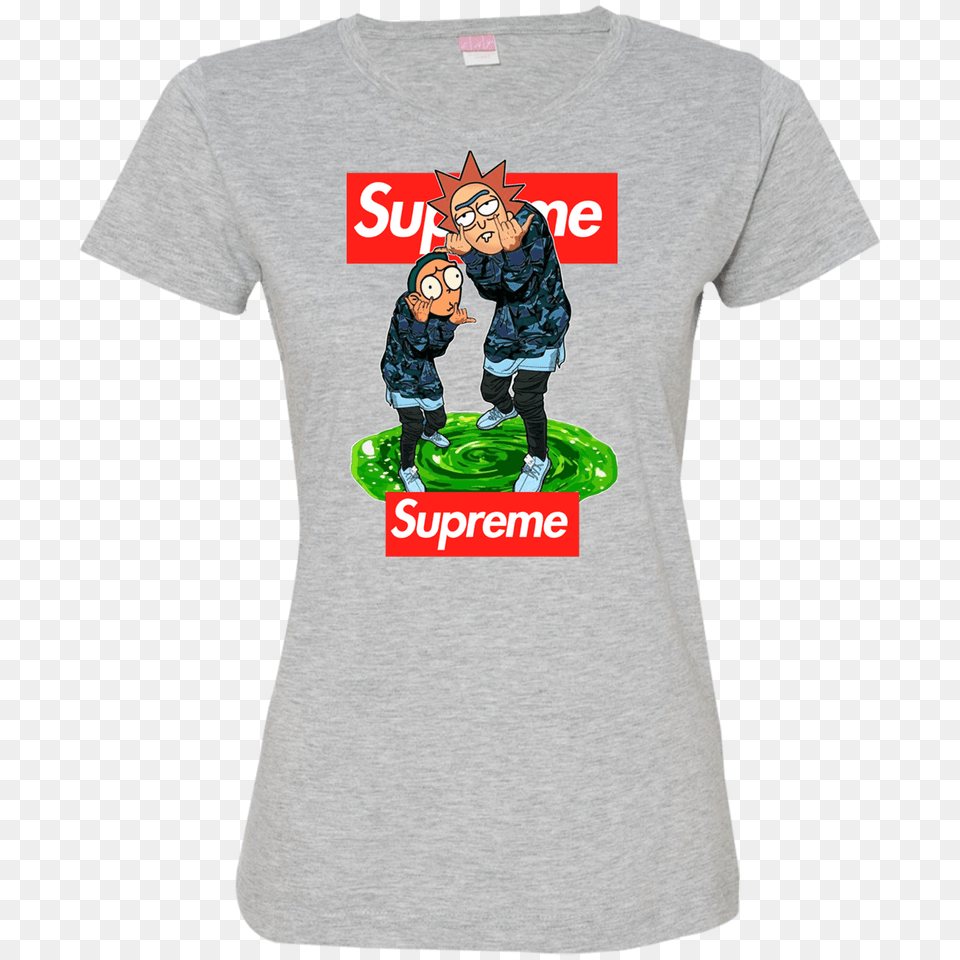 Rick And Morty Bape Supreme, T-shirt, Clothing, Person, Male Png