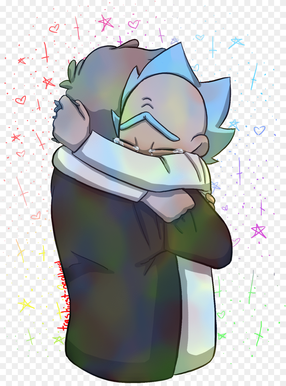 Rick And Morty Clipart Rick Hugging Stanchez Fluff, Art, Graphics, Person, People Png Image
