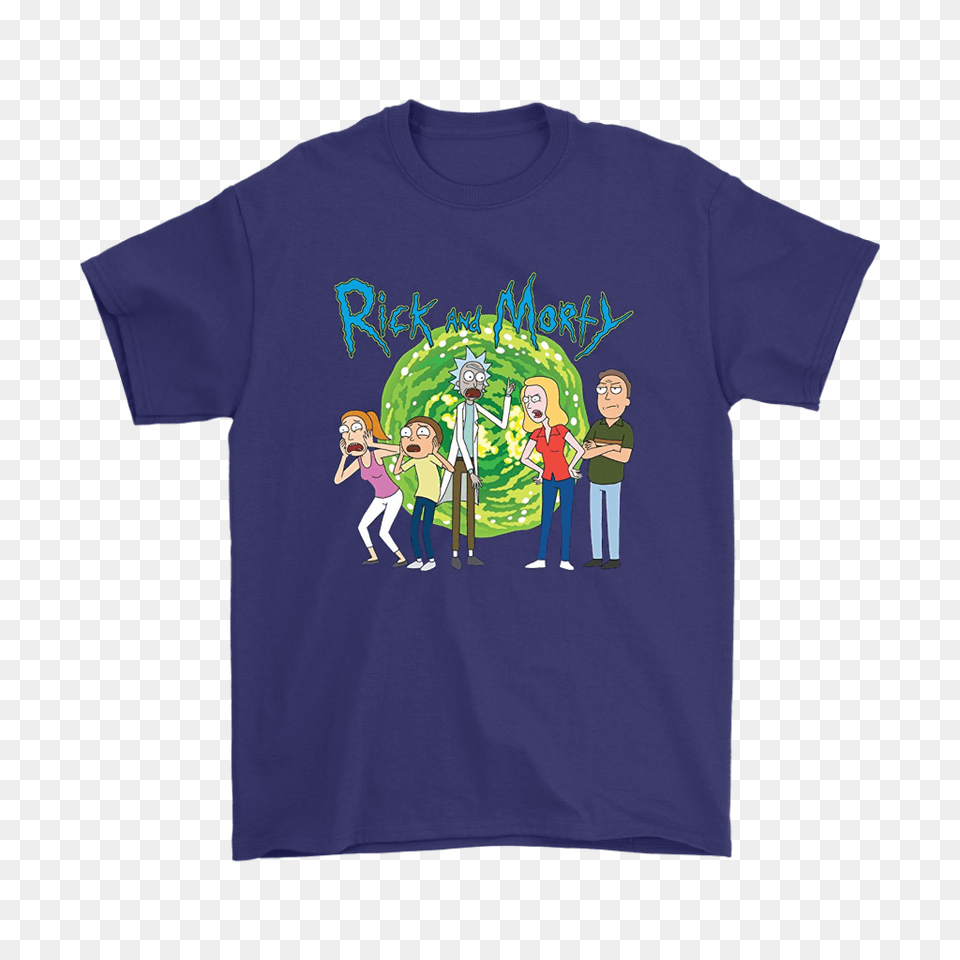Rick And Morty Family Group Portal With Logo Shirts, Clothing, T-shirt, Person, Shirt Free Png Download
