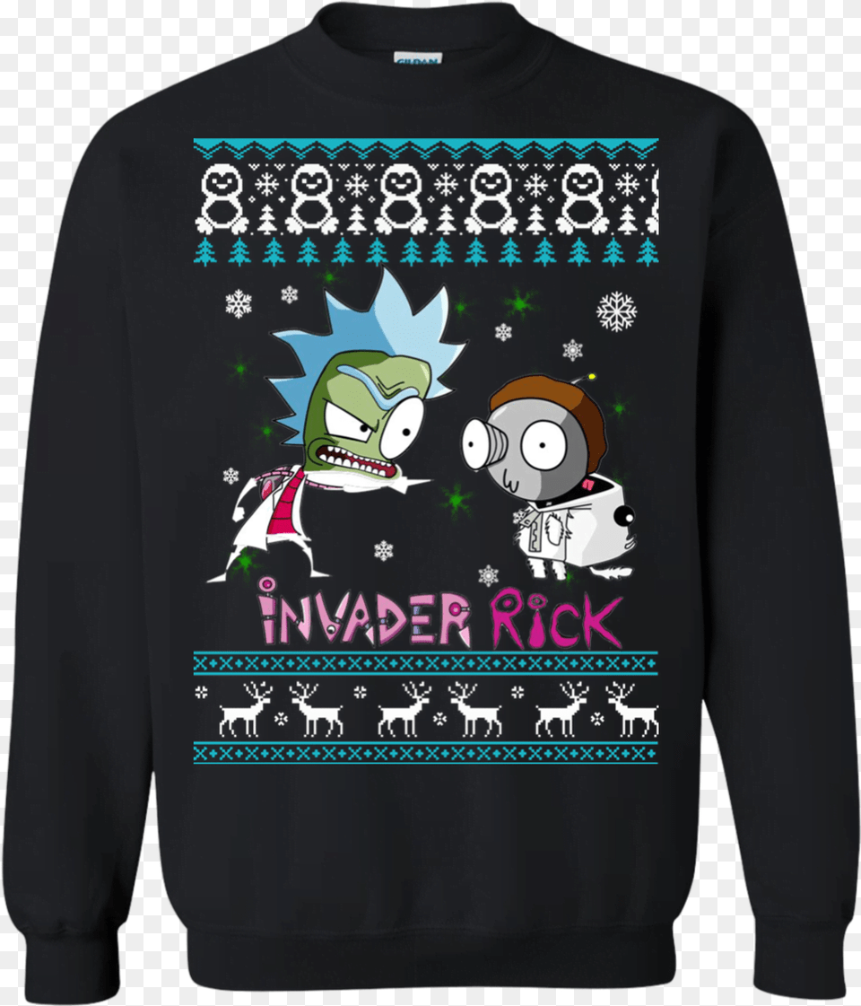 Rick And Morty Invader Zim Sweater Justin Bieber Ugly Christmas Sweater, Clothing, Knitwear, Sweatshirt, T-shirt Free Png Download