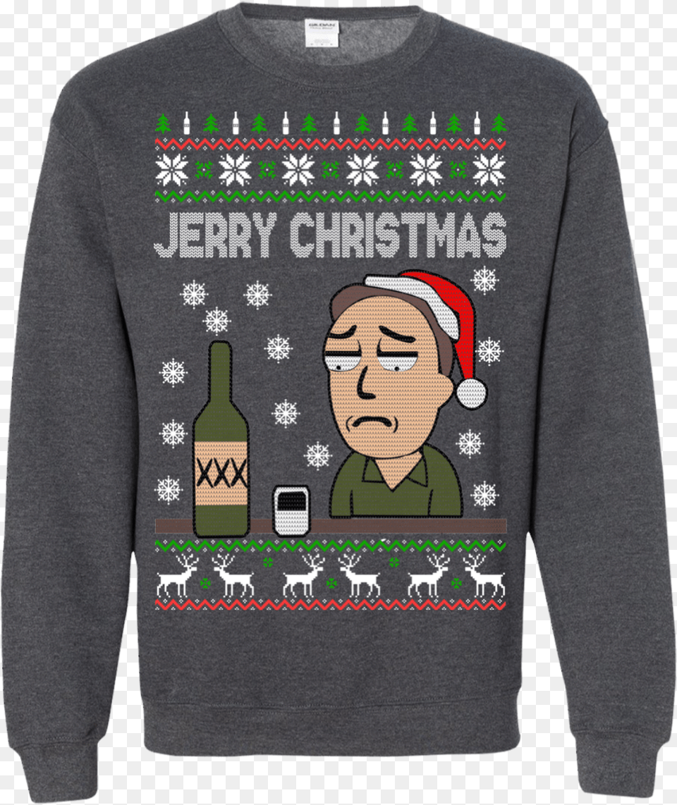 Rick And Morty Jerry Christmas Sweater Vampire Diaries Cast Shirt, Sweatshirt, Knitwear, Clothing, Hoodie Free Png