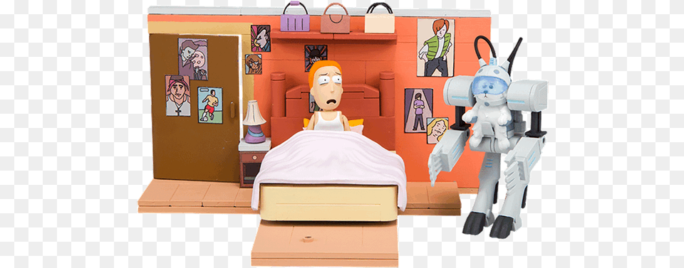 Rick And Morty Lego Set, Furniture, Person, Baby, Bed Free Png