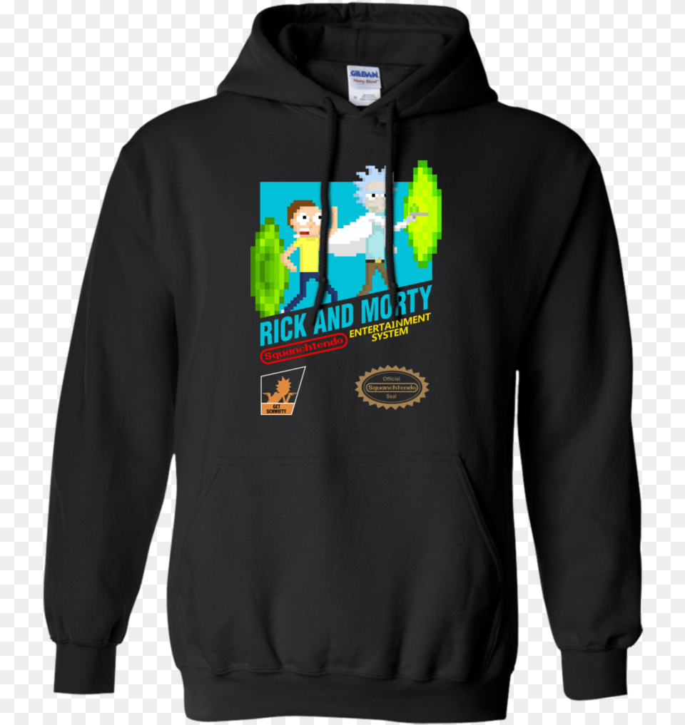 Rick And Morty Nes Cartridge With Logos T Shirt, Clothing, Hoodie, Knitwear, Sweater Png