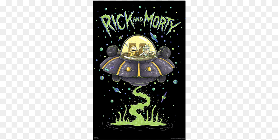 Rick And Morty Ship Black And White Library Rick And Morty Spaceship Poster, Advertisement, Book, Publication, Birthday Cake Png