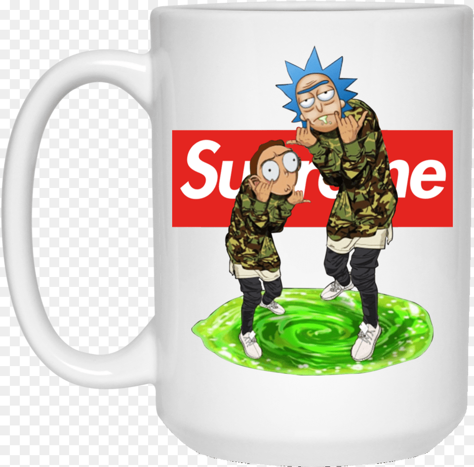 Rick And Morty Supreme Mugs Rick And Morty Nike Shirt, Cup, Boy, Child, Person Png Image