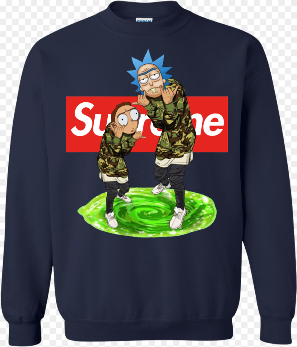 Rick And Morty Supreme Shirt Hoodie Tank Supreme Rick And Morty Hoodie, Long Sleeve, Knitwear, Sleeve, Sweater Png Image