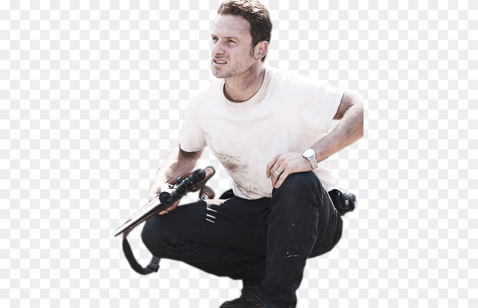 Rick Grimes, Adult, Rifle, Person, Man Free Png