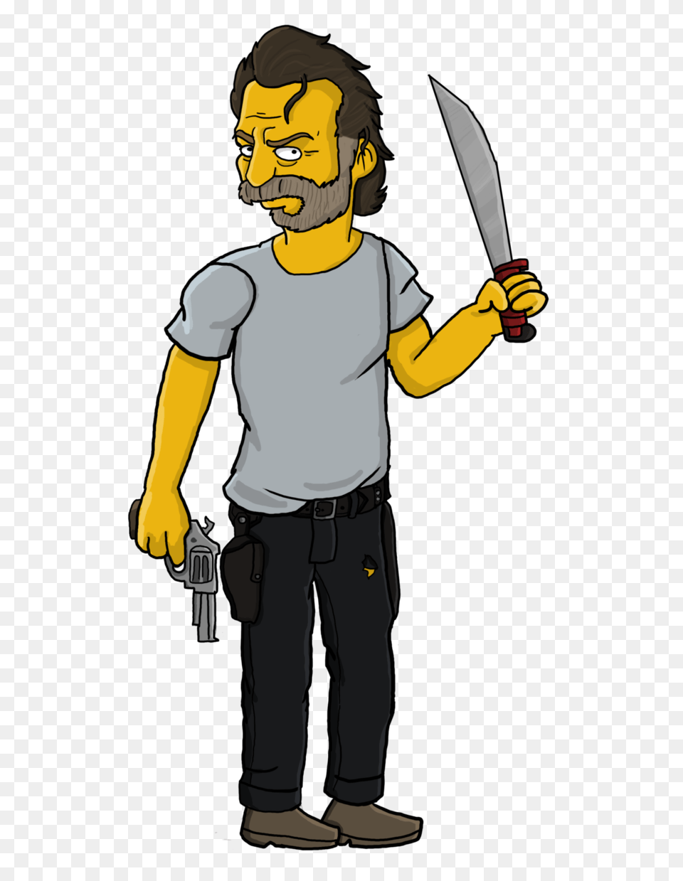 Rick Grimes Simpson, Person, Face, Head, Blade Free Png