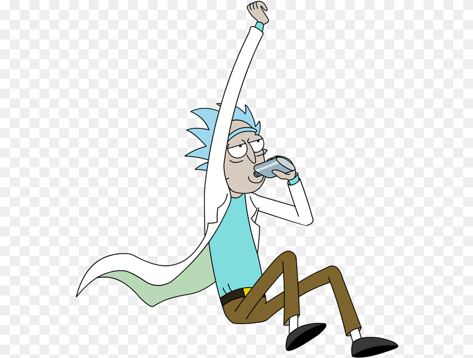 Rick Jumping And Drinking Alcohol Rick And Morty, Person, Book, Comics, Publication Free Transparent Png