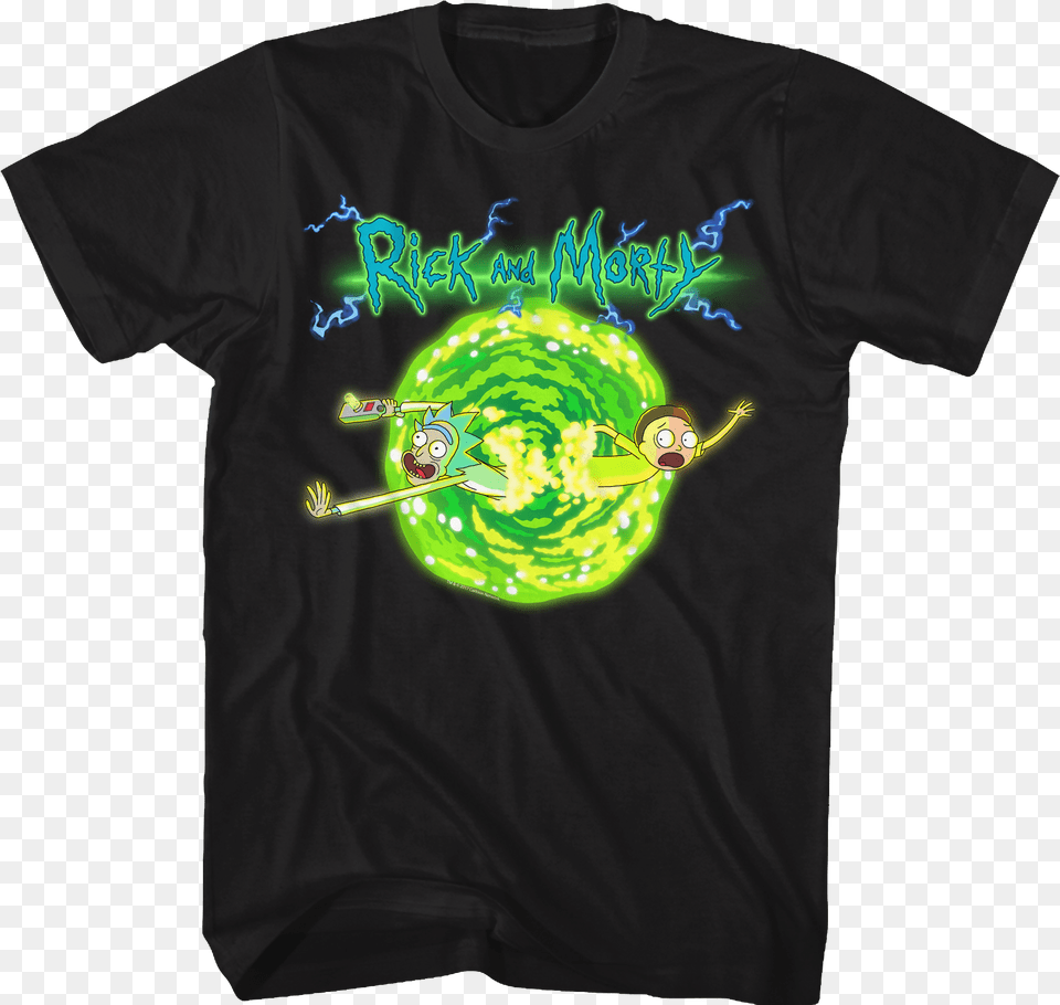 Rick Morty Portal Glow Lightning Logo Rick And Morty Ufo Portal, Clothing, T-shirt, Shirt, Animal Png