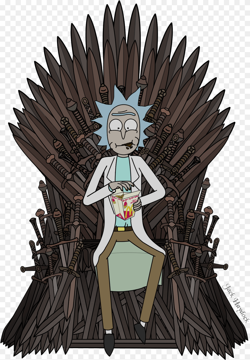 Rick Of Thrones Rick Sanchez Sitting On A Throne, Book, Comics, Publication, Furniture Free Png