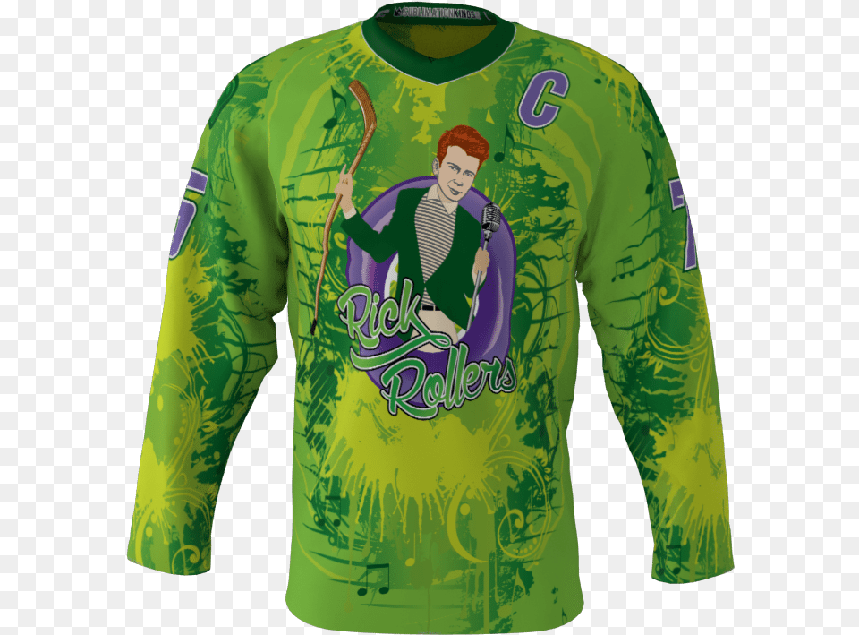 Rick Rollers Custom Hockey Jersey Long Sleeved T Shirt, Clothing, Sleeve, Long Sleeve, Adult Free Transparent Png