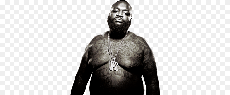 Rick Ross Is A Monster On The Set Of Kanye West39s Video Rick Ross, Tattoo, Skin, Person, Man Png Image