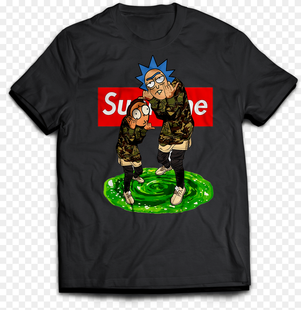Rick Supremee Rick And Morty Supreme Shirt, T-shirt, Clothing, Shoe, Person Free Png Download