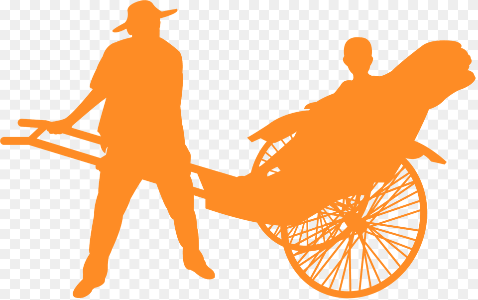 Rickshaw Silhouette, Person, Machine, Wheel, Adult Free Transparent Png