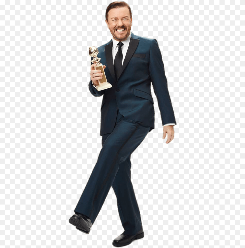 Ricky Gervais Holding Golden Globe Clip Arts Ricky Gervais, Suit, Clothing, Formal Wear, Adult Free Png Download
