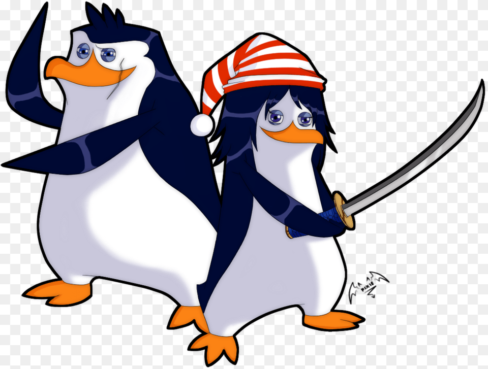 Rico And Rei Por Pixie Van Winkle Rico Penguin Madagascar, Sword, Weapon, Animal, Bird Free Png Download