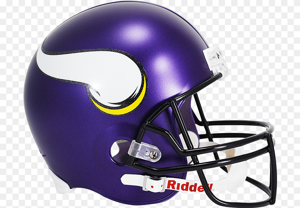 Riddell Deluxe Replica Helmet Minnesota Vikings Full Size Replica Football Helmet, American Football, Football Helmet, Sport, Person Free Png Download
