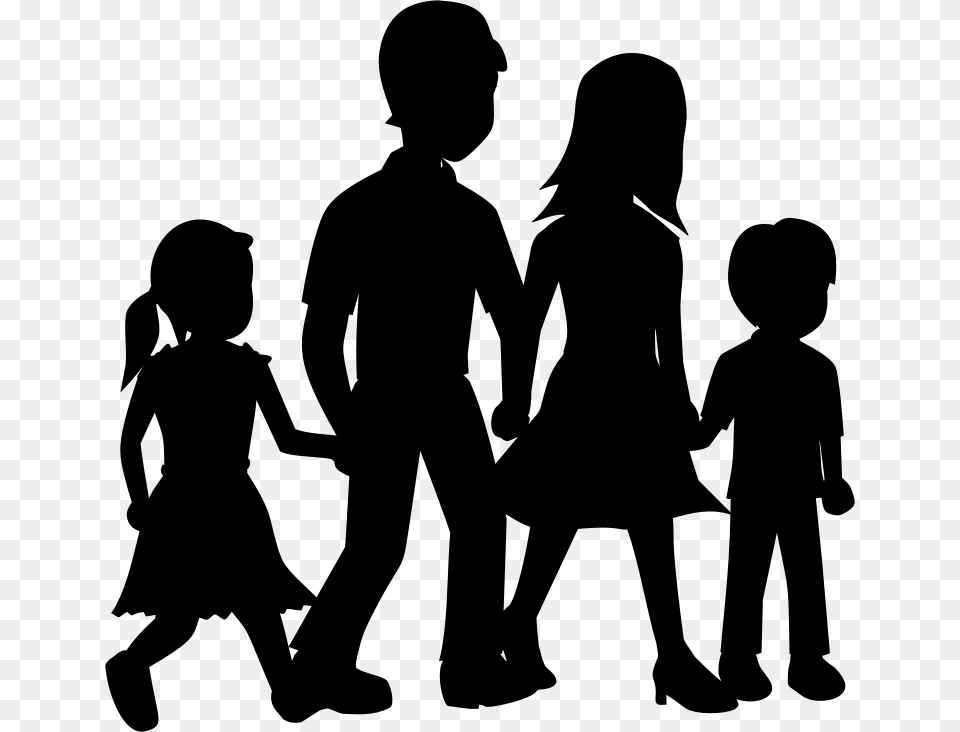 Ridiculously Happy Family Silhouette Cartoon Family Silhouette Family Transparent Background, Gray Png