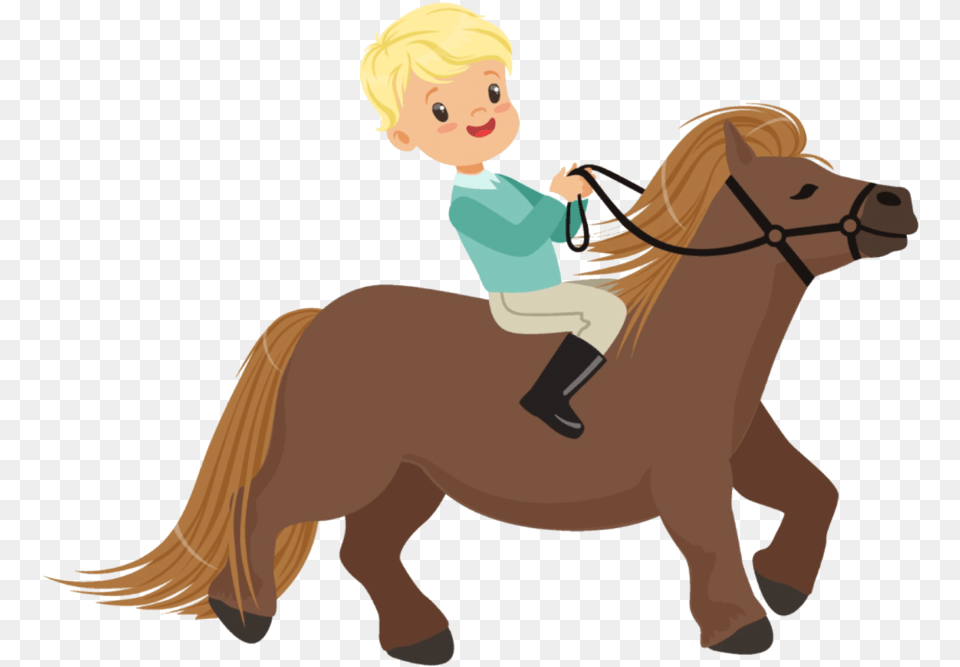 Riding Horse Cartoon, Baby, Person, Face, Head Free Png