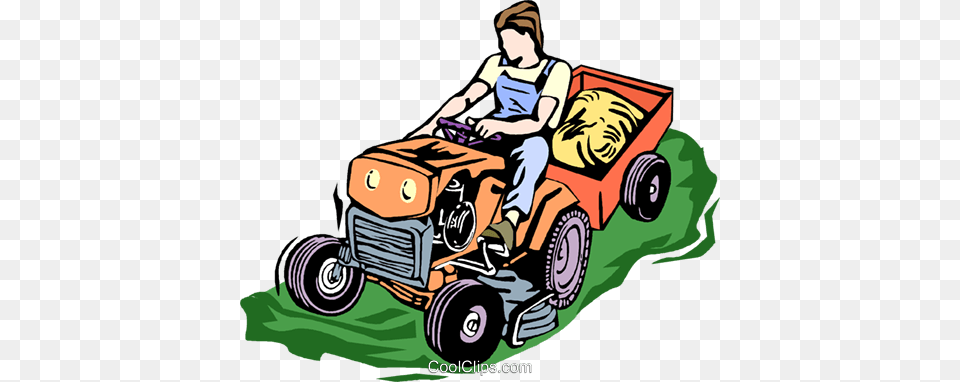 Riding Mower Royalty Vector Clip Art Illustration, Grass, Plant, Lawn, Person Free Transparent Png