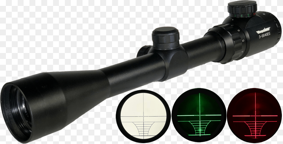 Rifle Scope 3 9x40mm With Illuminated Reticle Telescope, Lamp, Firearm, Gun, Light Png Image
