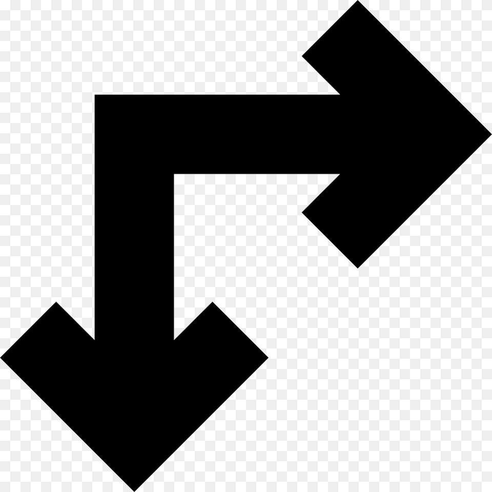 Right And Down Arrows Of Straight Angle Right And Down Arrow, Symbol, Stencil Png Image
