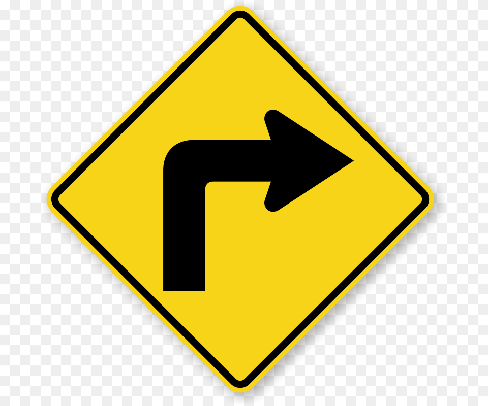 Right Turn Right Turn Traffic Sign, Road Sign, Symbol, Disk Free Png Download