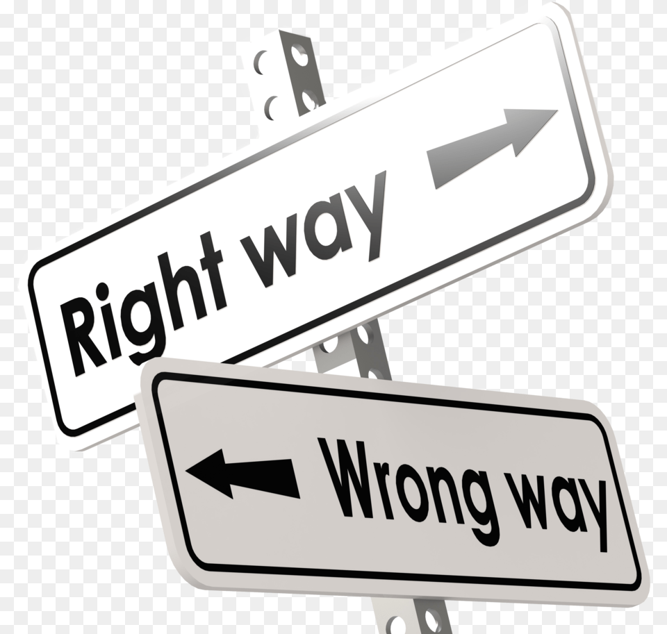 Right Wrong Way Right And Wrong Way, Sign, Symbol, Road Sign Free Transparent Png