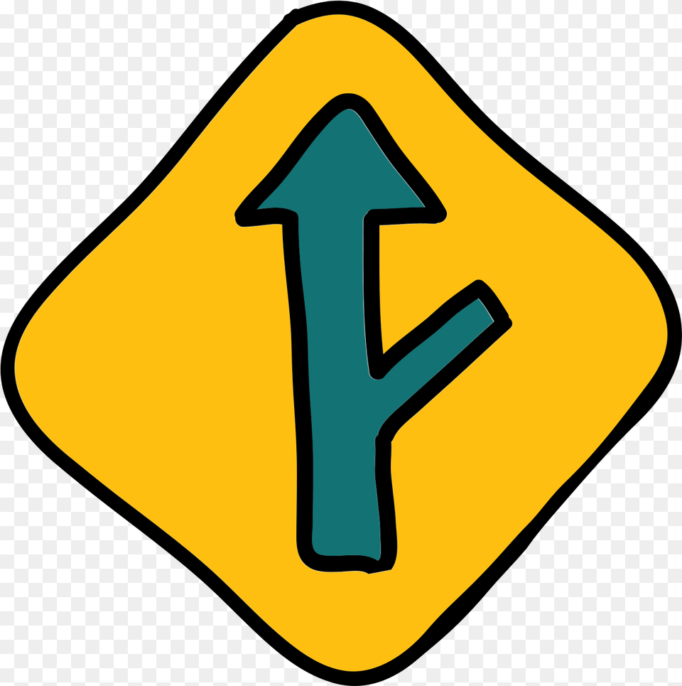 Right Y Intersection Road Sign Icon Pedestrian Crossing Sign Clip Art, Symbol, Road Sign Free Transparent Png
