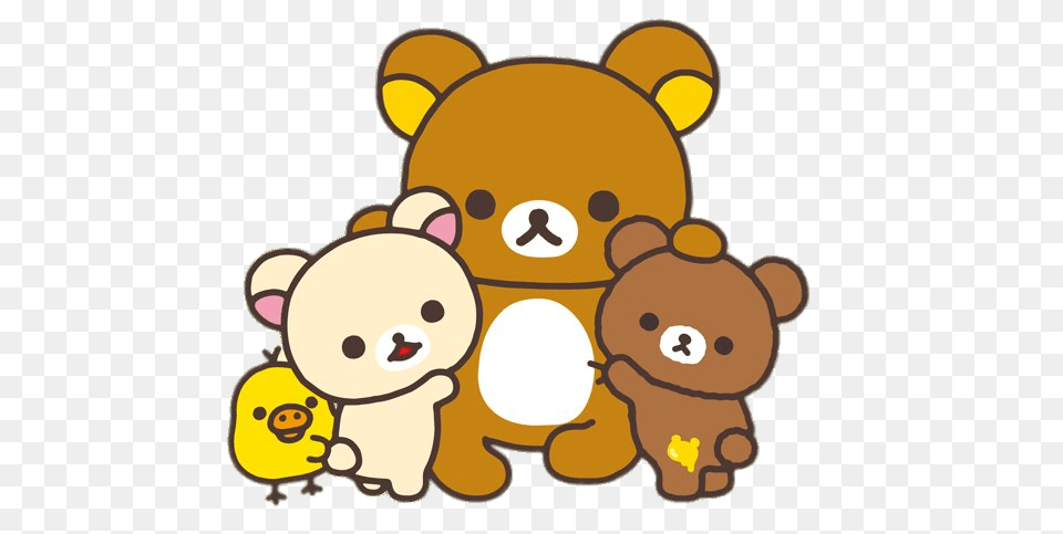 Rilakkuma And Friends Group Hug, Plush, Toy, Animal, Bear Png Image