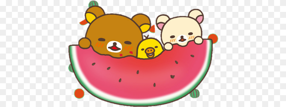 Rilakkuma Kiiroitori Korilakkuma Watermelon Cute Rilakkuma Goyururi Beach House Re Ment Miniature Blind, Food, Fruit, Plant, Produce Png