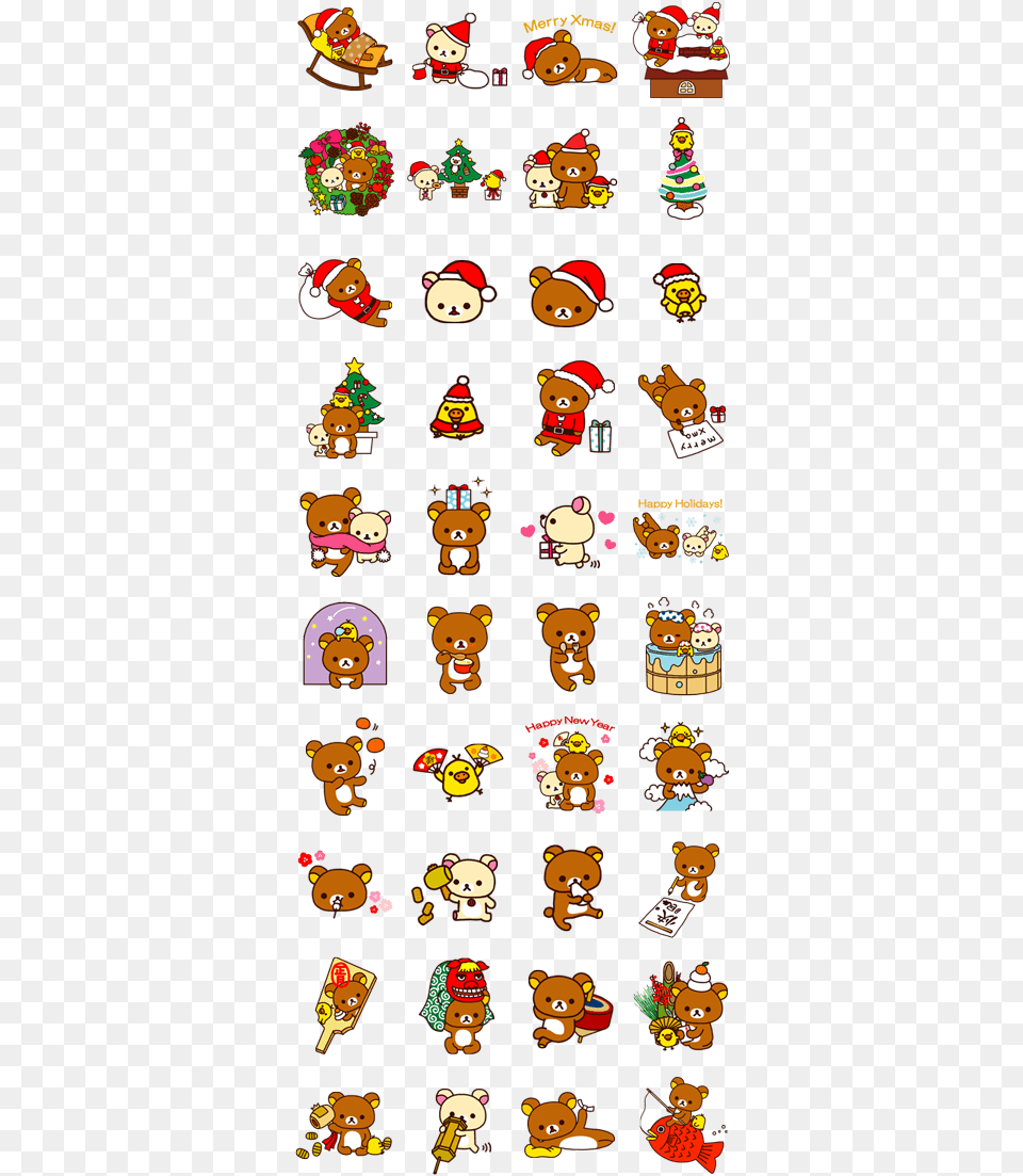 Rilakkuma Xmas Amp Holiday Line Sticker Gif Amp Pack Printable Cute Anime Stickers, Food, Sweets, Person, Doll Free Png