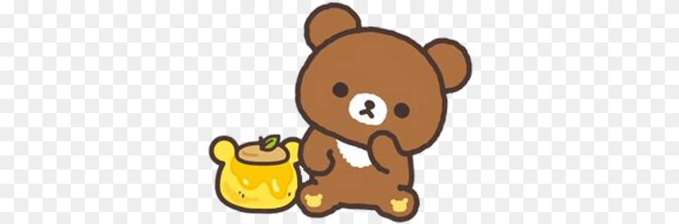 Rillakuma Bear With Pot Of Honey, Pottery, Nature, Outdoors, Snow Png Image