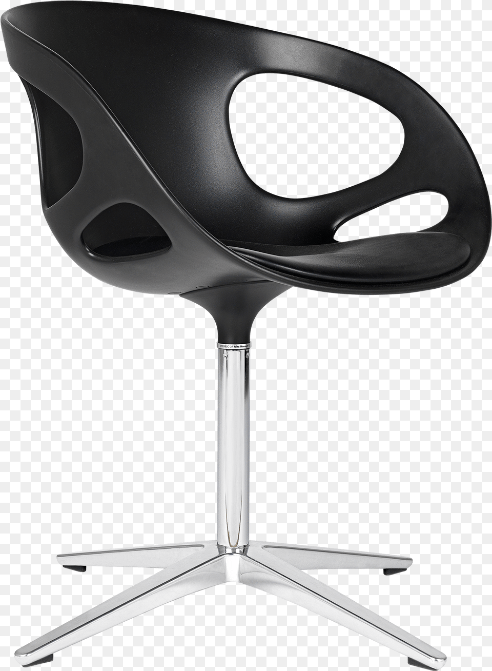Rin Soft Leather Black Rin Stol Fritz Hansen, Furniture, Chair Png