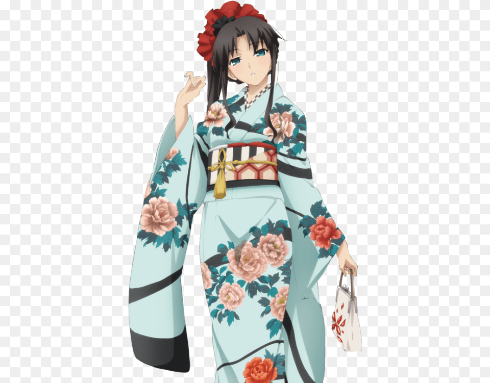 Rin Tohsaka Fate Stay Night Rin Kimono, Woman, Robe, Person, Gown Free Transparent Png