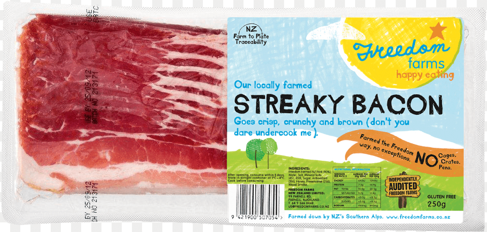 Rindless Eye Bacon Freedom Farms Streaky Bacon, Food, Meat, Pork Free Transparent Png