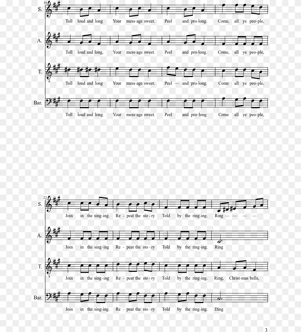 Ring Christmas Bells Sheet Music Composed By Mykola Fallen Guest Sheet Music, Gray Free Png