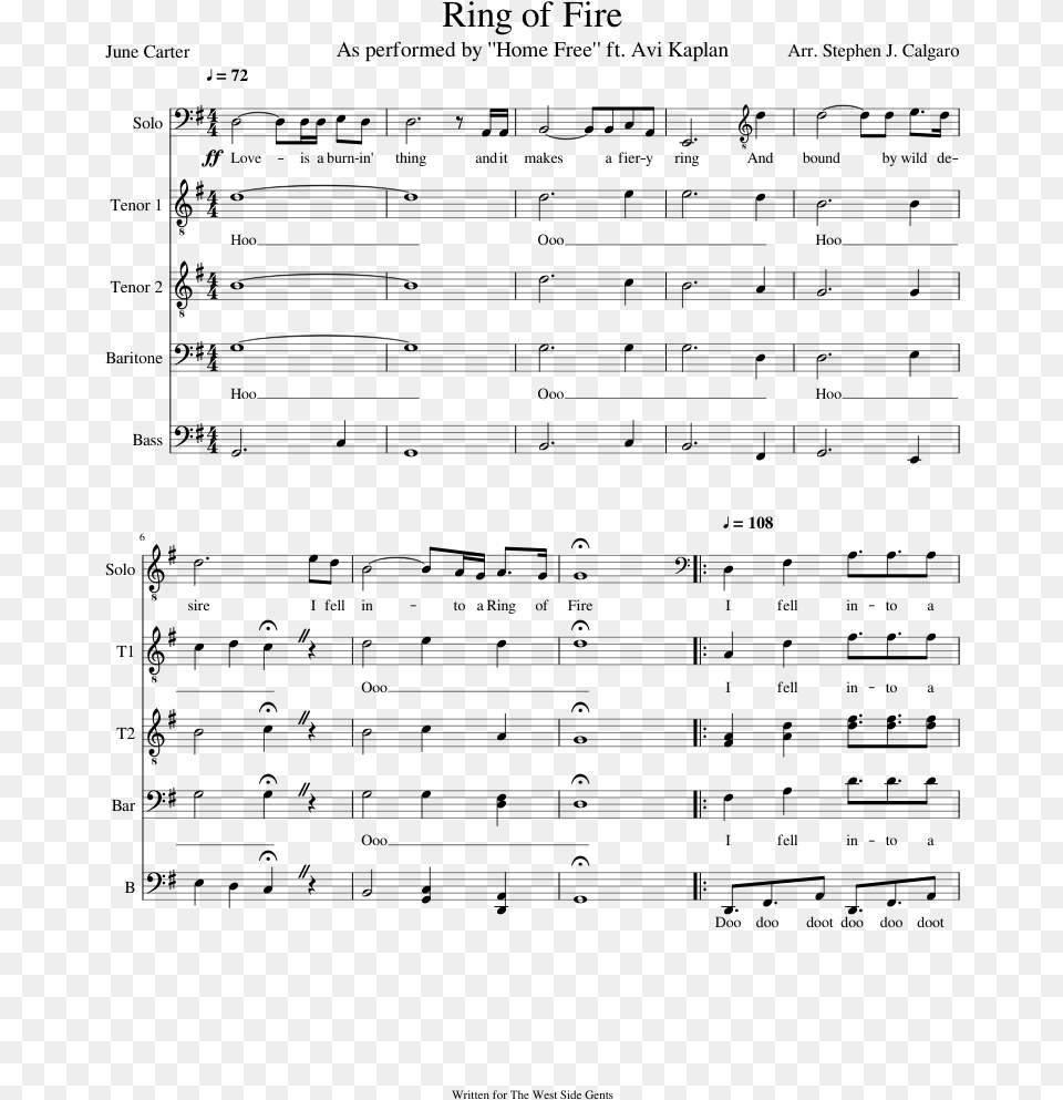 Ring Of Fire Home Ttbb Home Ring Of Fire Sheet Music, Gray Png