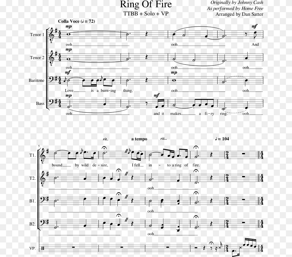 Ring Of Fire Pentatonix Can T Help Falling In Love Sheet Music, Gray Png Image