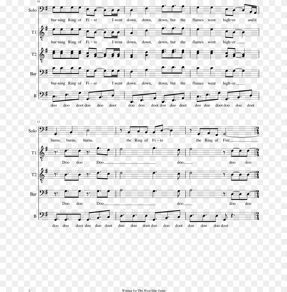 Ring Of Fire Sheet Music Composed By Arr Ring Of Fire Music Sheet, Gray Free Png