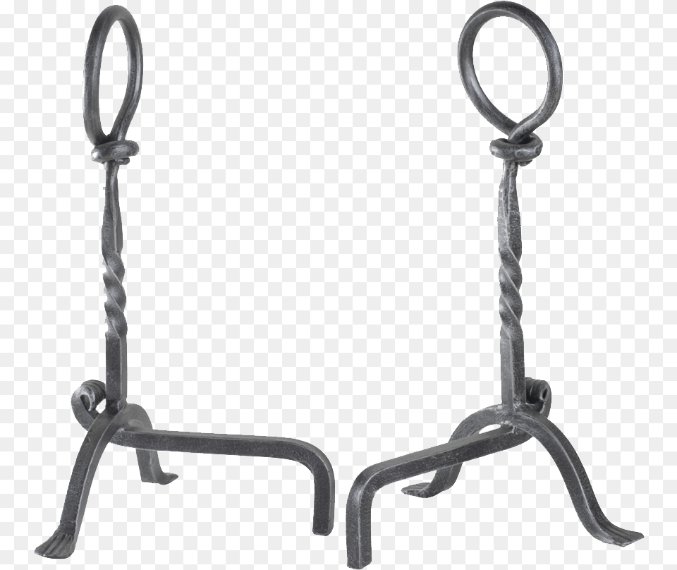 Ring Top Wrought Iron Fire Dog Pair Iron Fire Dog, Furniture, Scissors, Bow, Weapon Free Png Download