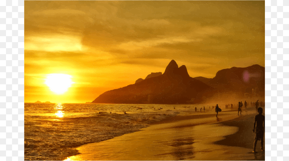 Rio De Janeiro Sunset Clipart Ipanema Copacabana Rio Ipanema Ro De Janeiro, Flare, Light, Nature, Outdoors Png