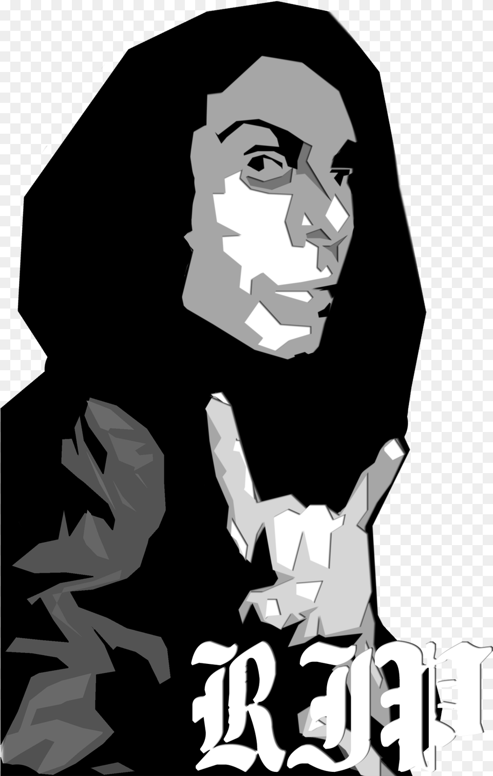 Rip Ronnie James Dio Illustration, Stencil, Adult, Female, Person Free Png Download