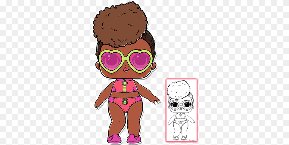 Rip Tide Lol Surprise Dolls Coloring, Accessories, Baby, Goggles, Person Free Png