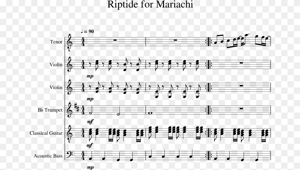 Riptide For Mariachi Sheet Music For Violin Voice, Gray Png Image